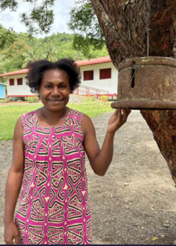 Noelyn Kahata, a Grade 7 teacher at Laukanu Primary School, has already seen a renewed commitment to education - "After I ring the bell, I can hear the parents telling all the children to get back home and do their readings”